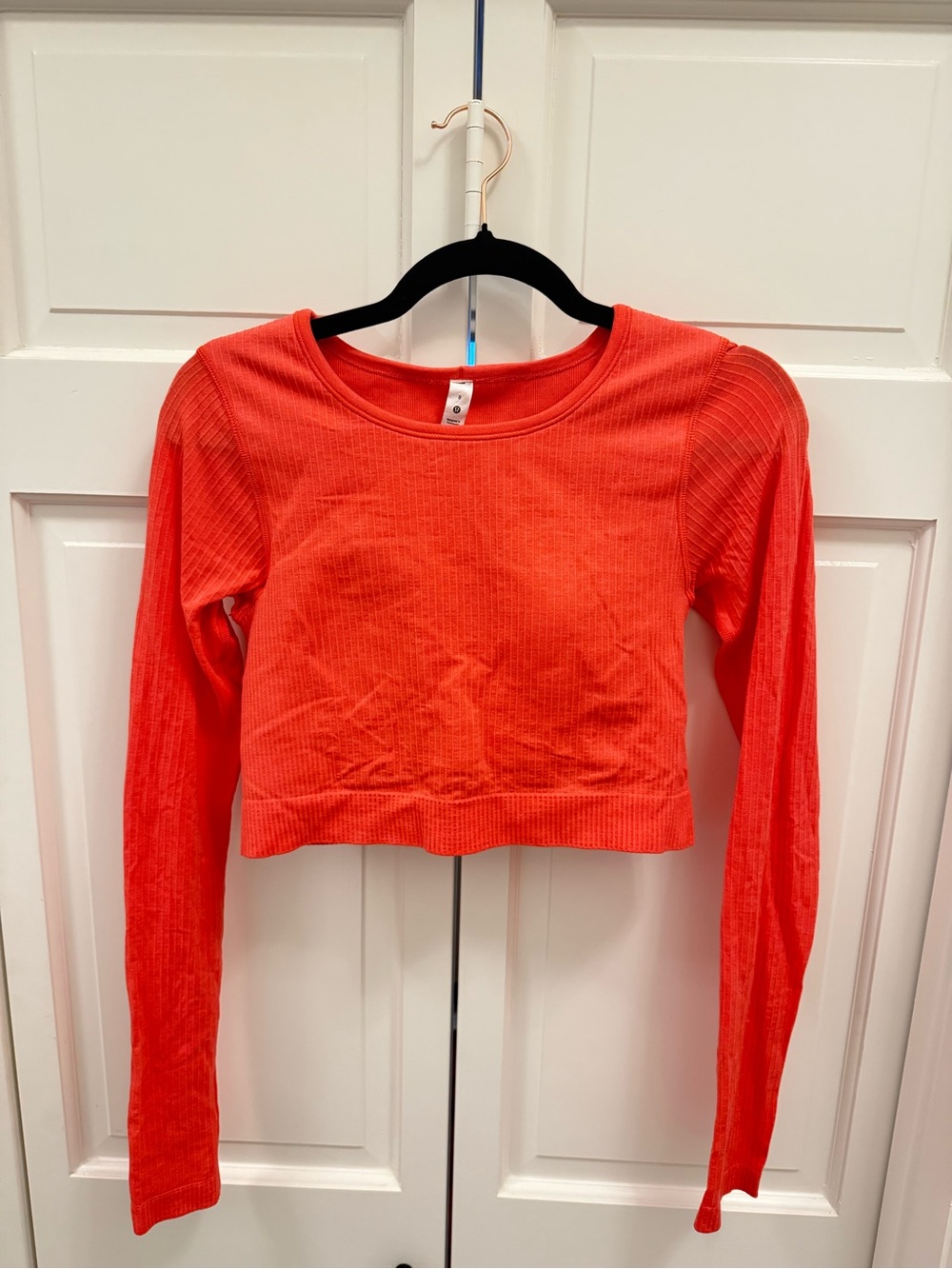 lululemon athletica Ribbed Long-Sleeve Crop Top - Coral Red